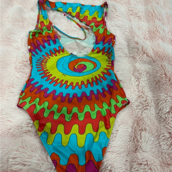 Emilio Pucci Orange and Pink One Piece Swimsuit - Picture 2 of 4